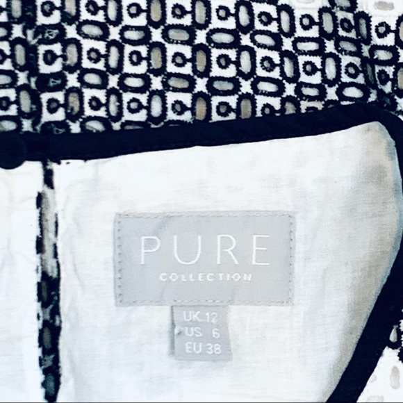 Pure Collection Sleeveless Midi Knee Length Dress. Size 6. Black & White Eyelet - Picture 8 of 11